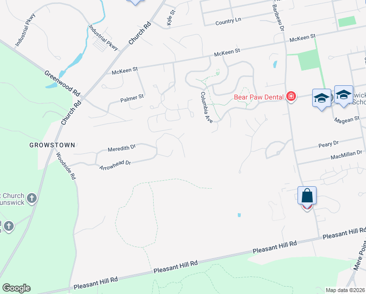 map of restaurants, bars, coffee shops, grocery stores, and more near 50 Arrowhead Drive in Brunswick