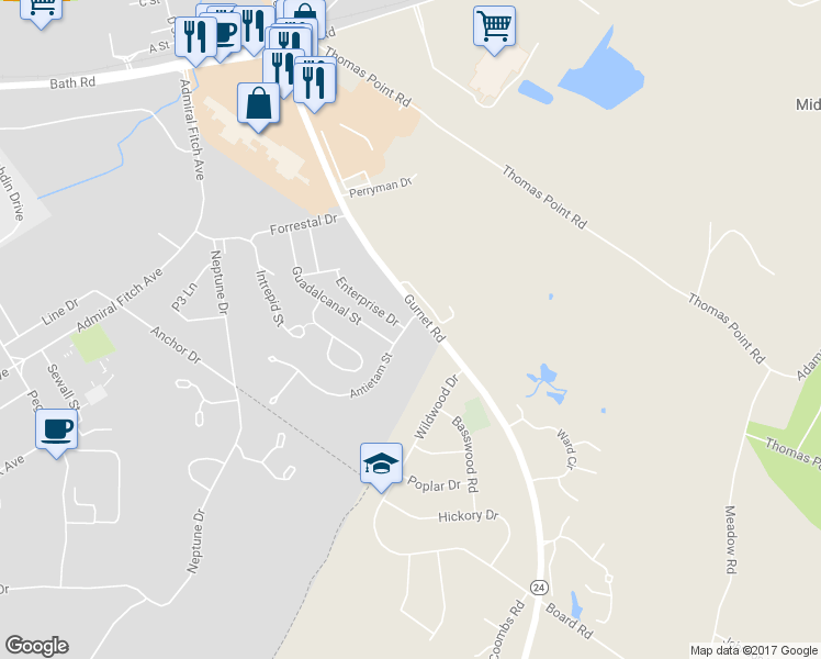 map of restaurants, bars, coffee shops, grocery stores, and more near 37 Antietam Street in Brunswick