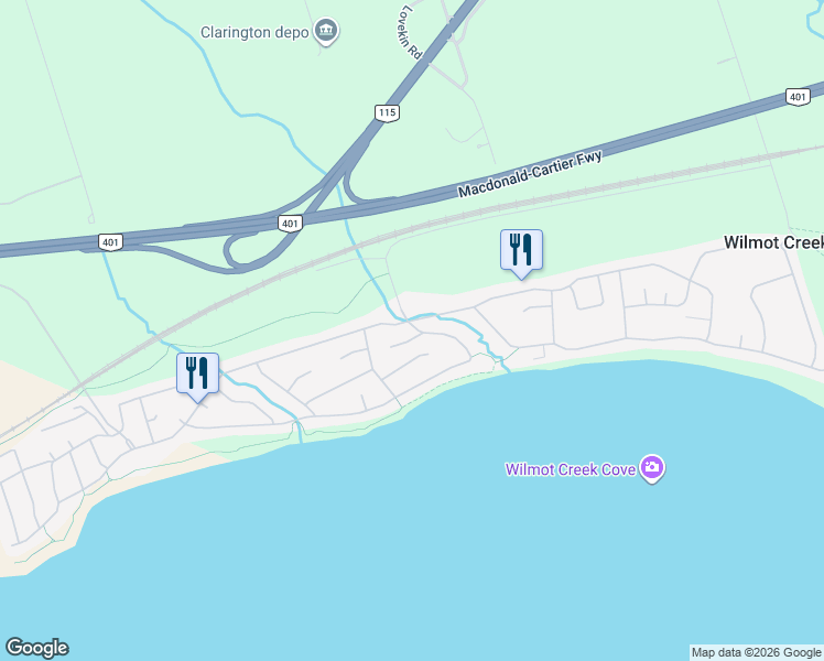 map of restaurants, bars, coffee shops, grocery stores, and more near 30 Loyalist Court in Newcastle