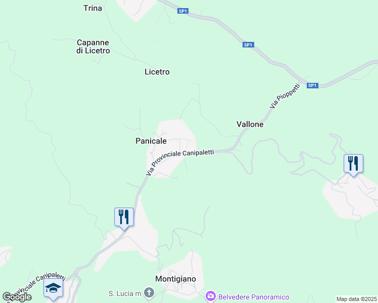 map of restaurants, bars, coffee shops, grocery stores, and more near 101 Via Montemagno in Panicale