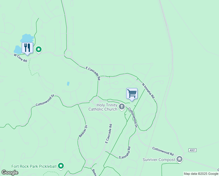 map of restaurants, bars, coffee shops, grocery stores, and more near 7 Dixie Mountain Lane in Sunriver