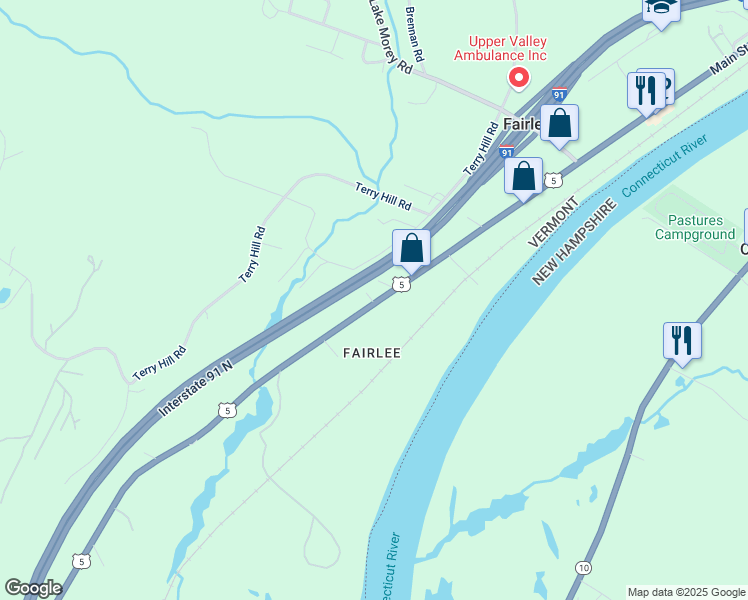 map of restaurants, bars, coffee shops, grocery stores, and more near 205 Batchelder Road in Fairlee