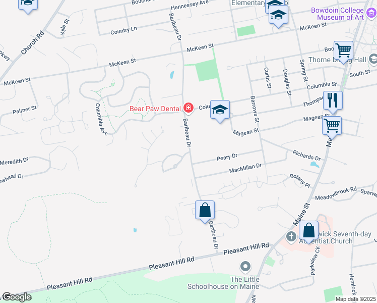 map of restaurants, bars, coffee shops, grocery stores, and more near 56 Baribeau Drive in Brunswick