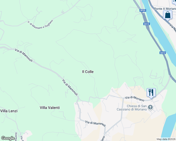 map of restaurants, bars, coffee shops, grocery stores, and more near 355h Via del Colle e di Stabbiano in Il Colle