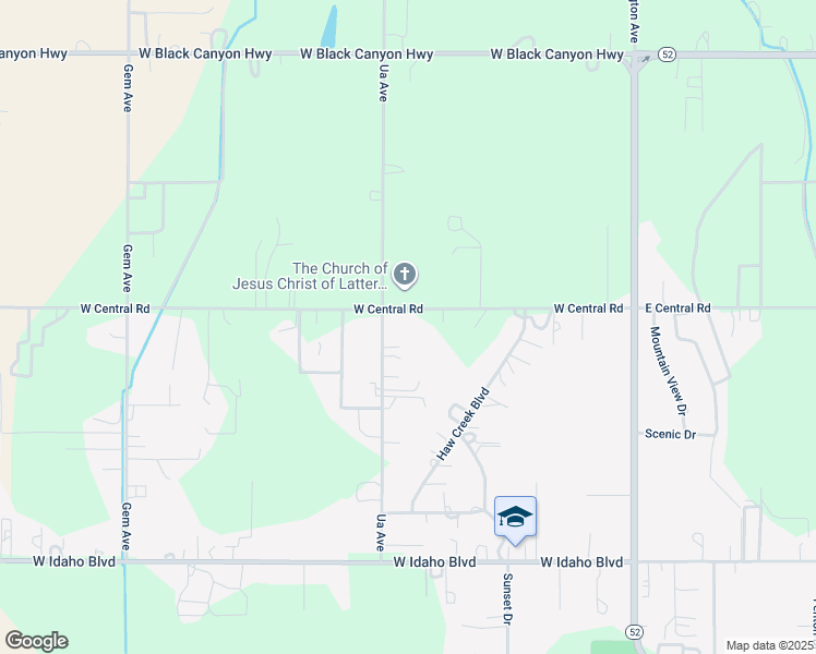 map of restaurants, bars, coffee shops, grocery stores, and more near 975 West Central Road in Emmett