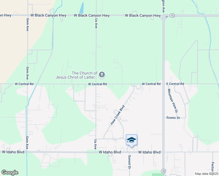 map of restaurants, bars, coffee shops, grocery stores, and more near 975 West Central Road in Emmett