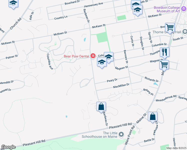 map of restaurants, bars, coffee shops, grocery stores, and more near 53 Baribeau Drive in Brunswick