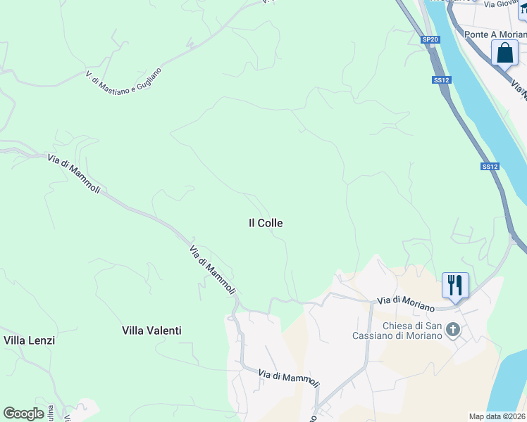 map of restaurants, bars, coffee shops, grocery stores, and more near 355h Via del Colle e di Stabbiano in Il Colle