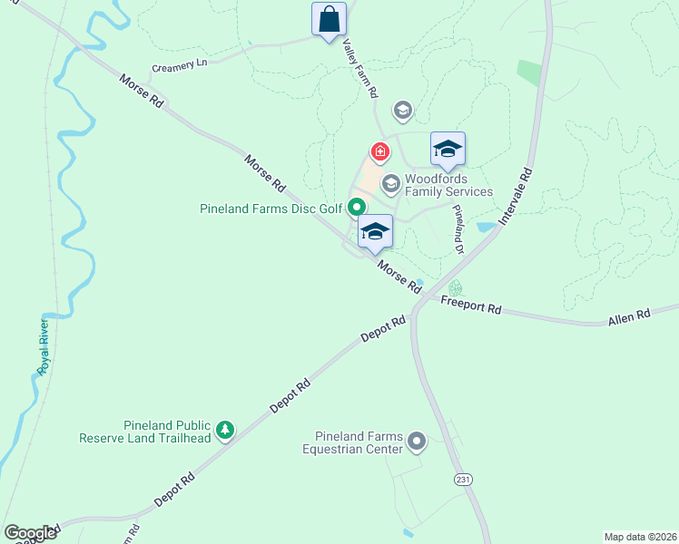 map of restaurants, bars, coffee shops, grocery stores, and more near 667 Morse Road in New Gloucester