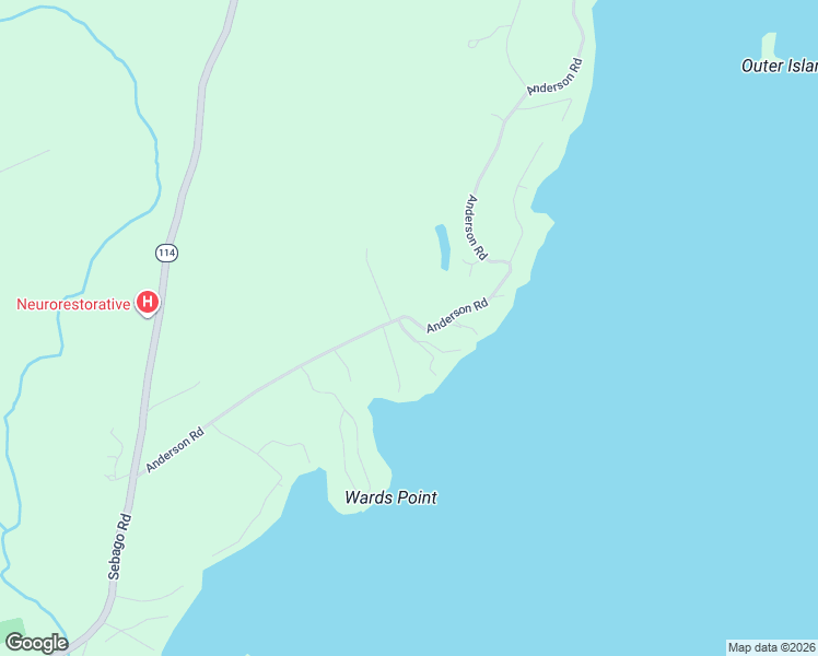 map of restaurants, bars, coffee shops, grocery stores, and more near 14 Quaker Camp Road in Sebago