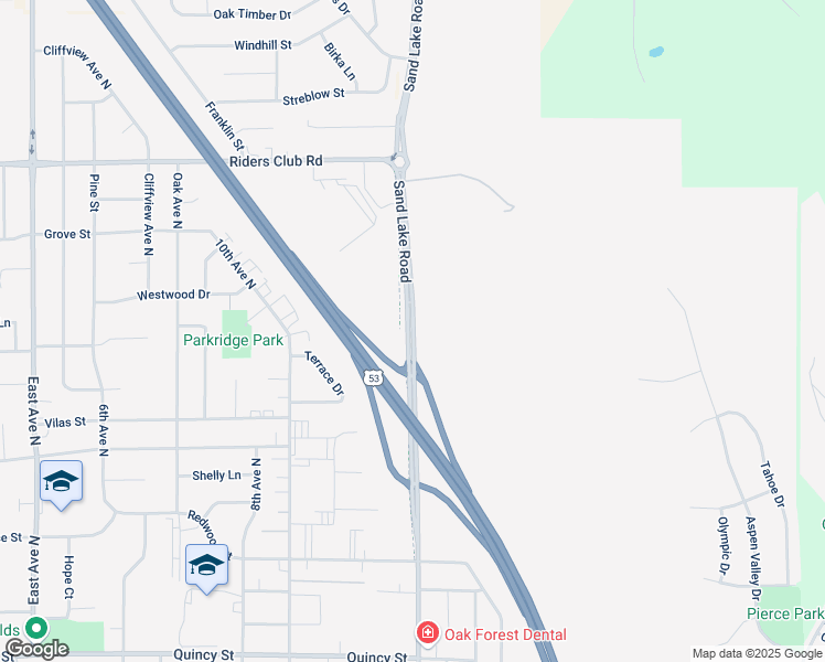map of restaurants, bars, coffee shops, grocery stores, and more near 1847 Sand Lake Road in Onalaska