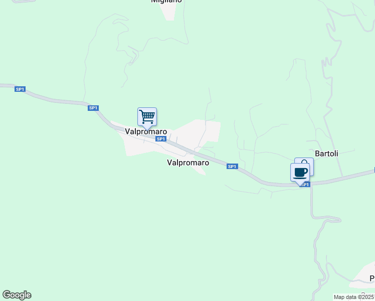 map of restaurants, bars, coffee shops, grocery stores, and more near in Valpromaro