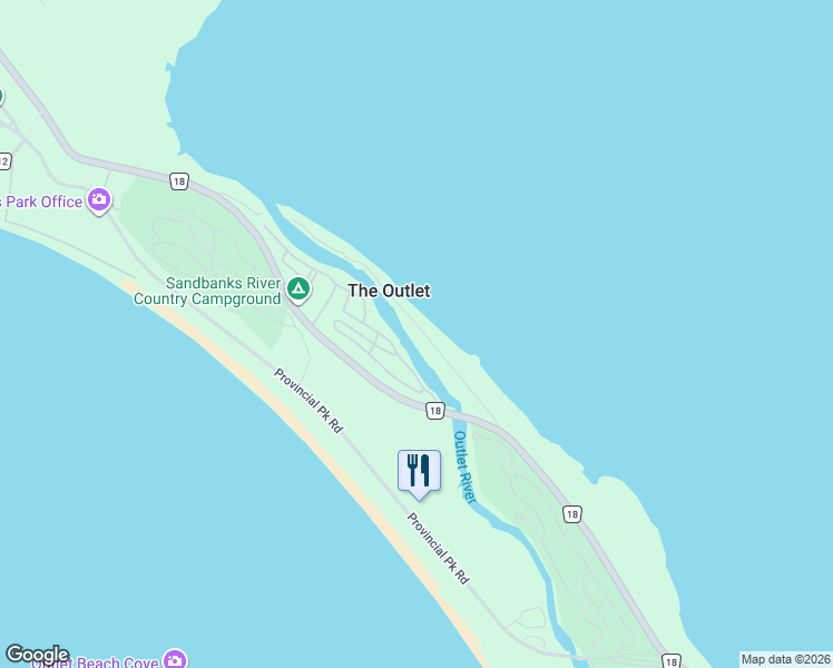 map of restaurants, bars, coffee shops, grocery stores, and more near 81 Outlet Road in Prince Edward County