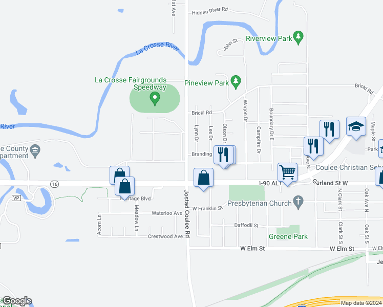 map of restaurants, bars, coffee shops, grocery stores, and more near 1321 Branding Iron Road in West Salem