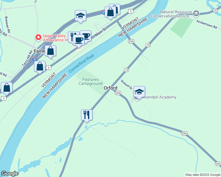map of restaurants, bars, coffee shops, grocery stores, and more near in Orford