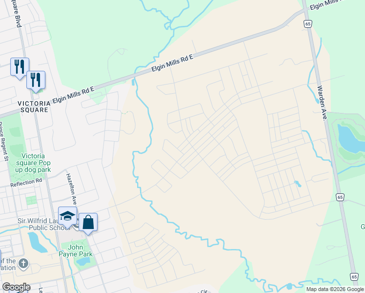 map of restaurants, bars, coffee shops, grocery stores, and more near 7 Wisla Avenue in Markham