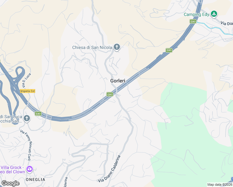 map of restaurants, bars, coffee shops, grocery stores, and more near 53 Via San Leonardo in Gorleri