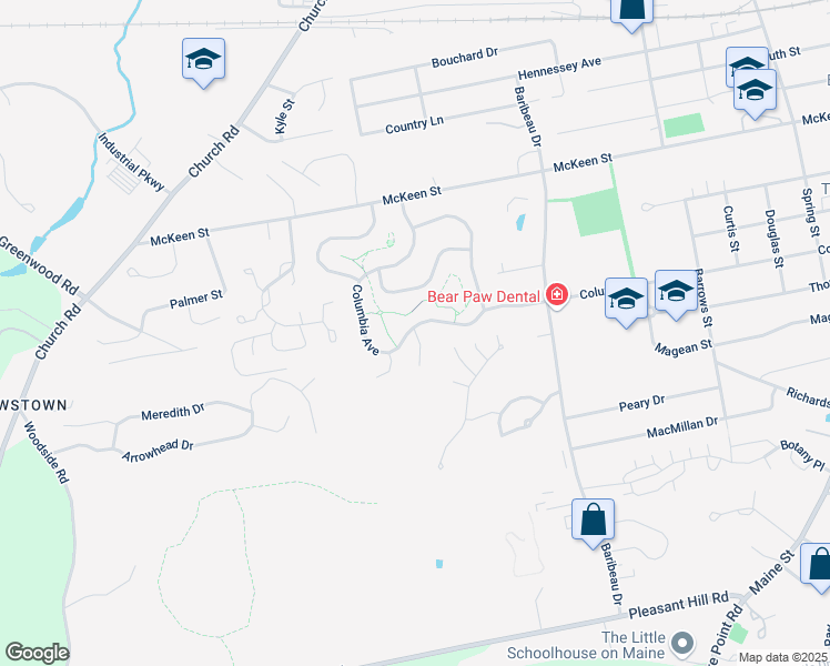 map of restaurants, bars, coffee shops, grocery stores, and more near 122 Columbia Avenue in Brunswick