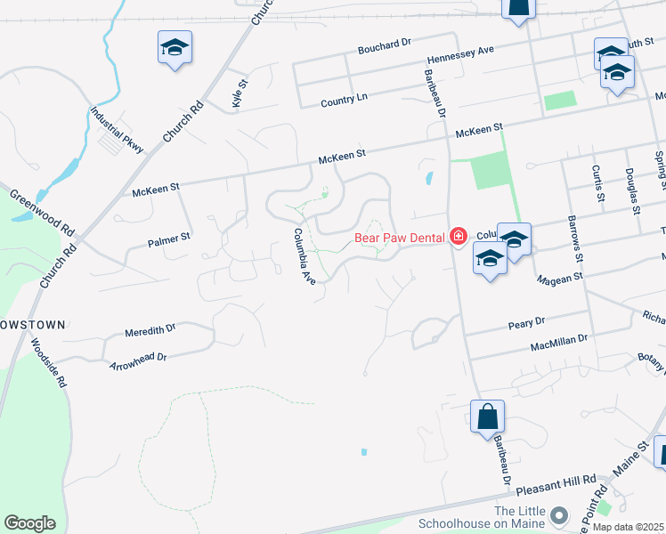 map of restaurants, bars, coffee shops, grocery stores, and more near 122 Columbia Avenue in Brunswick