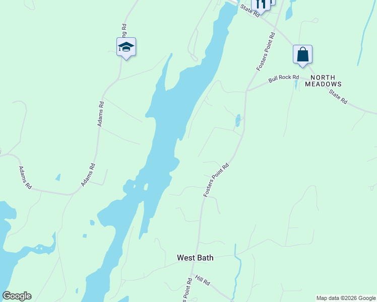 map of restaurants, bars, coffee shops, grocery stores, and more near 162 Bull Rock Road in West Bath