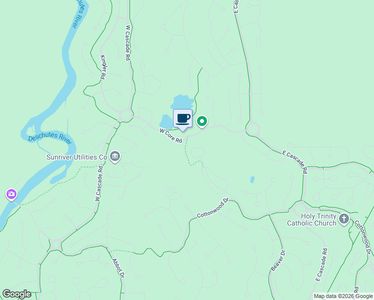 map of restaurants, bars, coffee shops, grocery stores, and more near 57982 Eaglewood in Sunriver