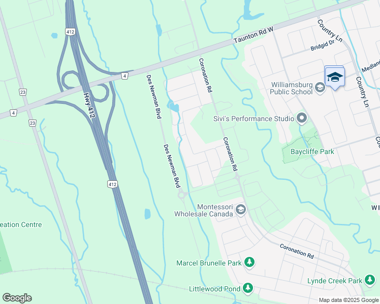 map of restaurants, bars, coffee shops, grocery stores, and more near in Whitby