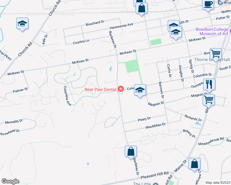 map of restaurants, bars, coffee shops, grocery stores, and more near 41 Baribeau Drive in Brunswick