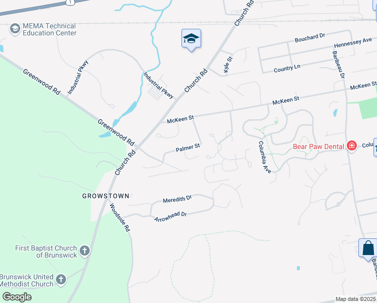 map of restaurants, bars, coffee shops, grocery stores, and more near 21 Palmer Street in Brunswick