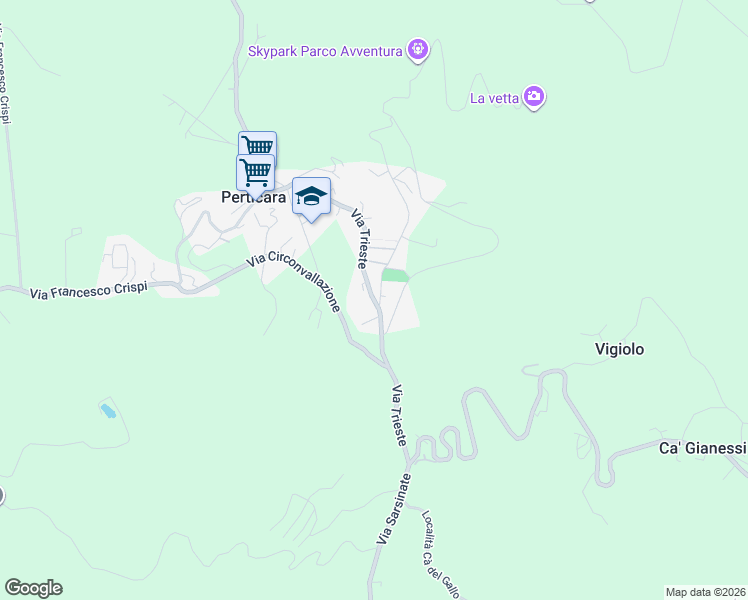 map of restaurants, bars, coffee shops, grocery stores, and more near 34 Via Antonio Gramsci in Perticara