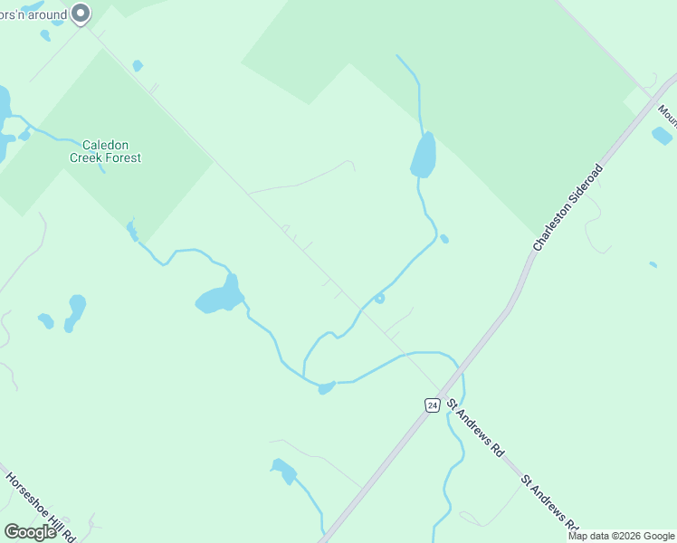 map of restaurants, bars, coffee shops, grocery stores, and more near 18599 Saint Andrews Road in Caledon East