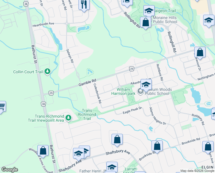 map of restaurants, bars, coffee shops, grocery stores, and more near 9 Wiley Avenue in Richmond Hill