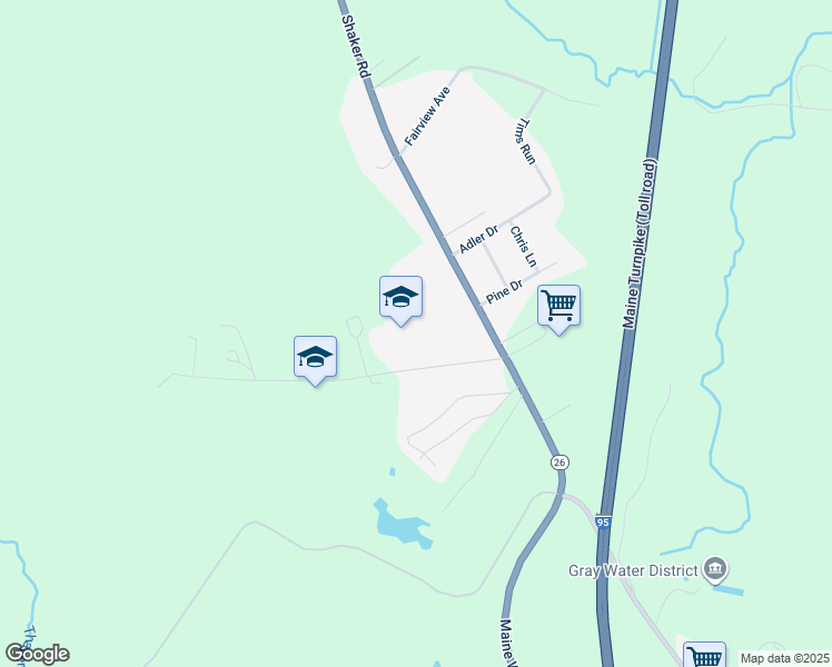 map of restaurants, bars, coffee shops, grocery stores, and more near 10 Libby Hill Road in Gray