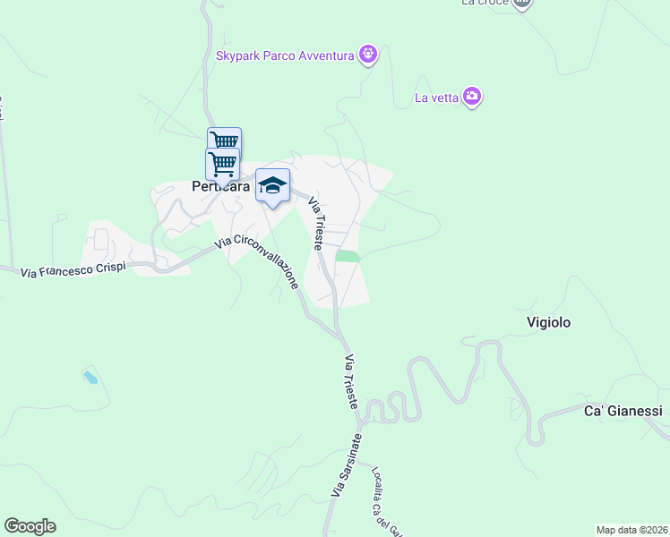 map of restaurants, bars, coffee shops, grocery stores, and more near 34 Via Antonio Gramsci in Perticara