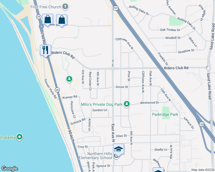 map of restaurants, bars, coffee shops, grocery stores, and more near 1300 Ridgeway Ave in Onalaska