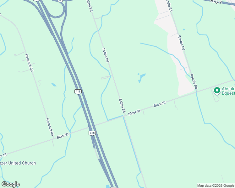 map of restaurants, bars, coffee shops, grocery stores, and more near 2086 Solina Road in Clarington