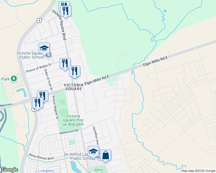 map of restaurants, bars, coffee shops, grocery stores, and more near 24 Thomas Frisby Jr Crescent in Markham