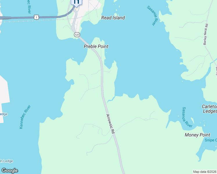 map of restaurants, bars, coffee shops, grocery stores, and more near 76 Arrowsic Road in Arrowsic