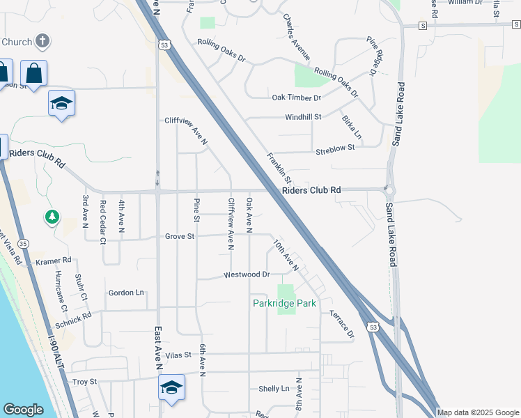 map of restaurants, bars, coffee shops, grocery stores, and more near 705 Parkridge Place in Onalaska