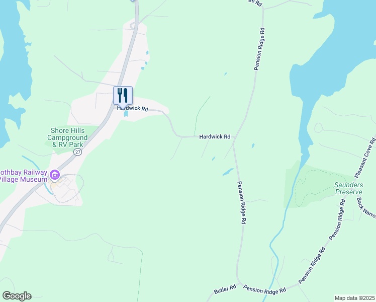map of restaurants, bars, coffee shops, grocery stores, and more near 79 Hardwick Road in Boothbay