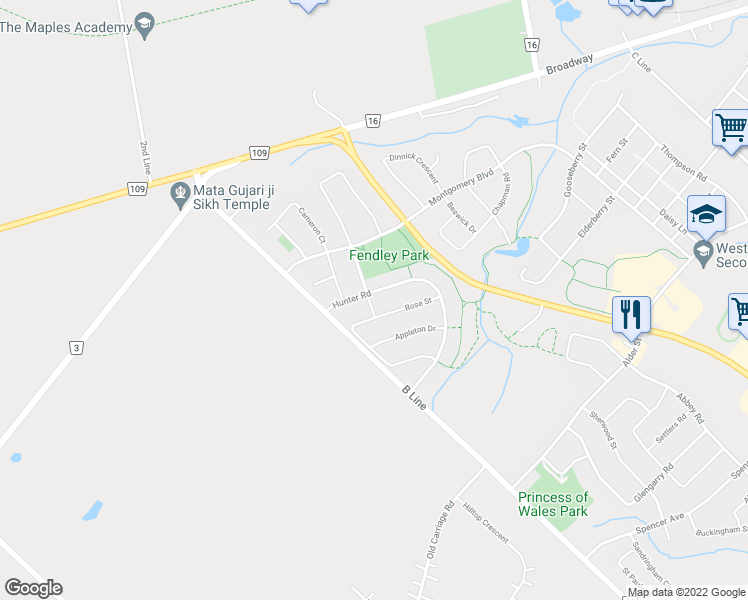 map of restaurants, bars, coffee shops, grocery stores, and more near 31 Fendley Road in Orangeville