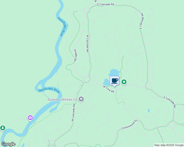 map of restaurants, bars, coffee shops, grocery stores, and more near 17772 West Core Road in Sunriver
