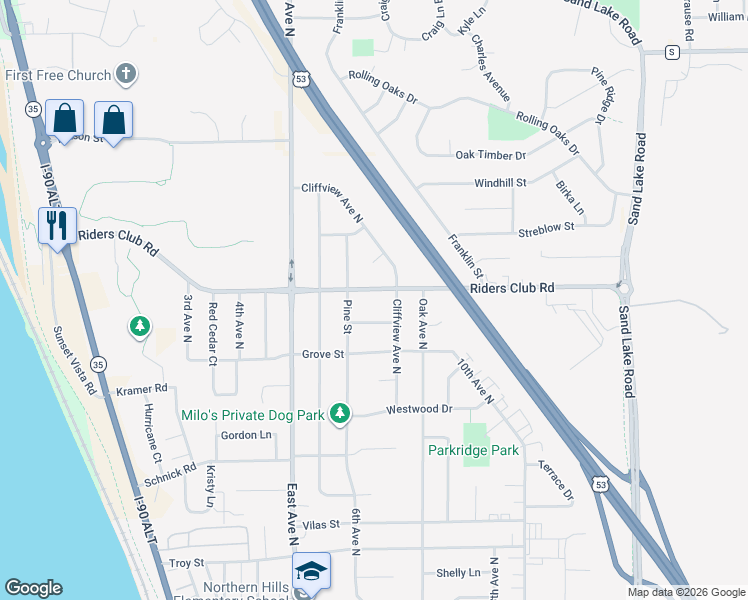 map of restaurants, bars, coffee shops, grocery stores, and more near 608 Riders Club Road in Onalaska
