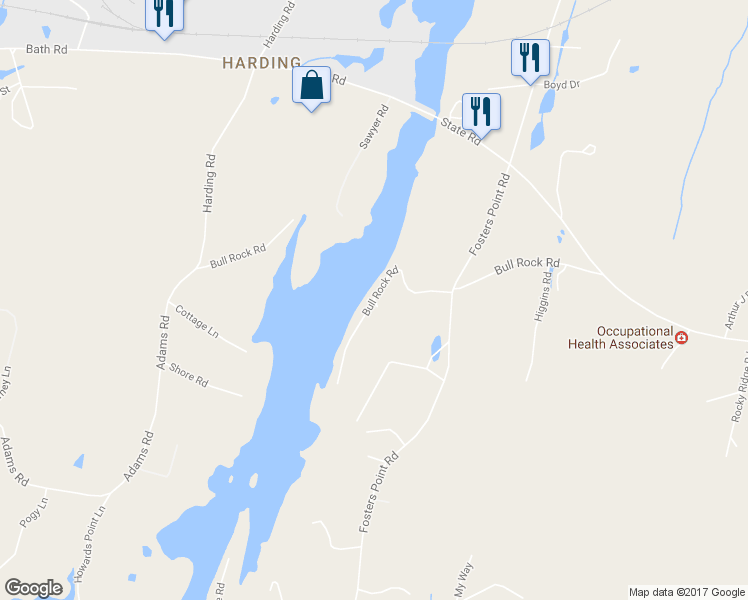 map of restaurants, bars, coffee shops, grocery stores, and more near 135 Bull Rock Road in West Bath