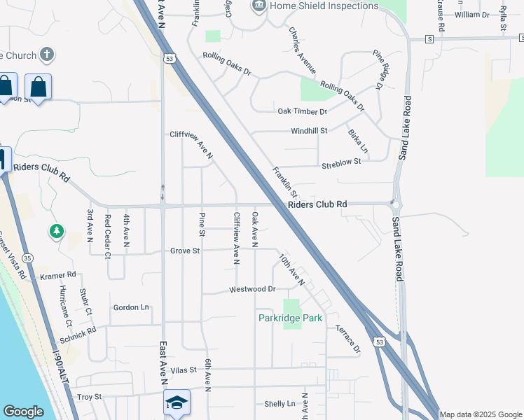 map of restaurants, bars, coffee shops, grocery stores, and more near 705 Parkridge Place in Onalaska