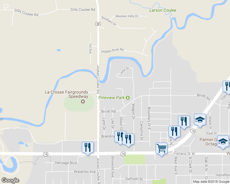 map of restaurants, bars, coffee shops, grocery stores, and more near 758 Faye Drive in West Salem