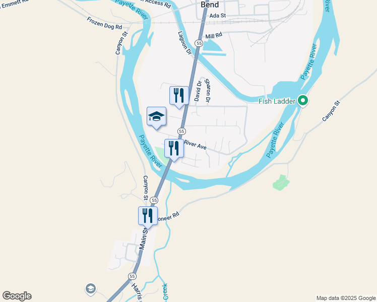 map of restaurants, bars, coffee shops, grocery stores, and more near 112 Madison Avenue in Horseshoe Bend