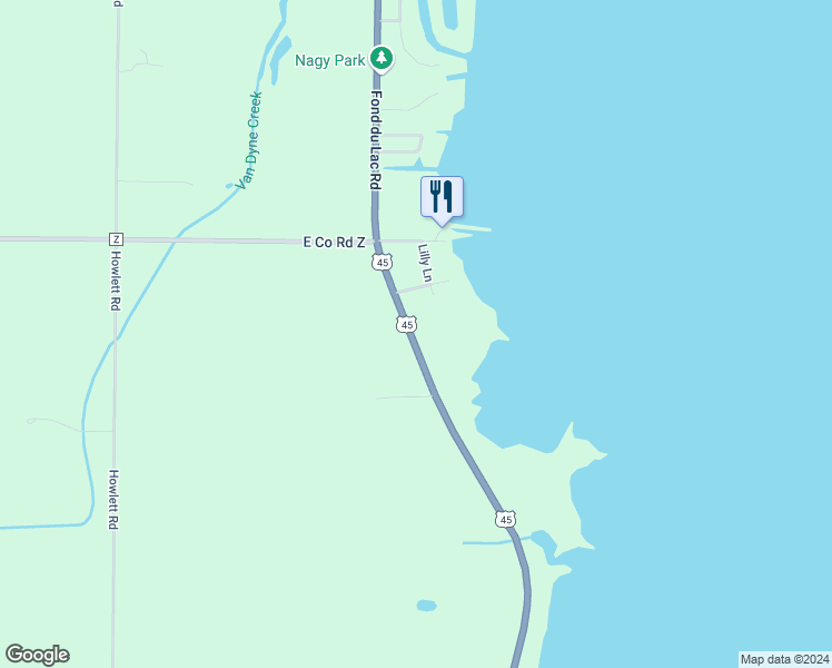 map of restaurants, bars, coffee shops, grocery stores, and more near 7278 U.S. 45 in Oshkosh
