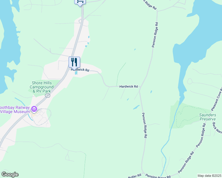 map of restaurants, bars, coffee shops, grocery stores, and more near 79 Hardwick Road in Boothbay
