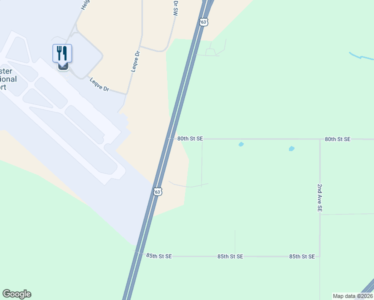 map of restaurants, bars, coffee shops, grocery stores, and more near 11 80th Street Southeast in Rochester