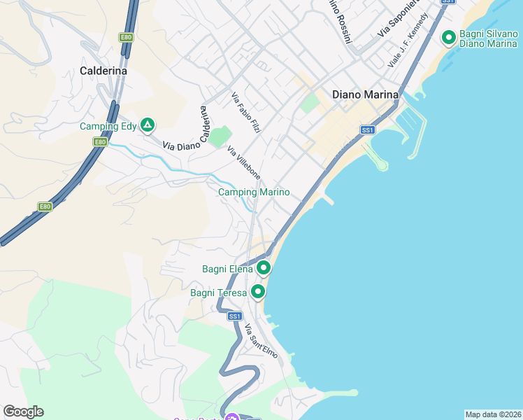 map of restaurants, bars, coffee shops, grocery stores, and more near 11 Via F. Cascione in Diano Marina